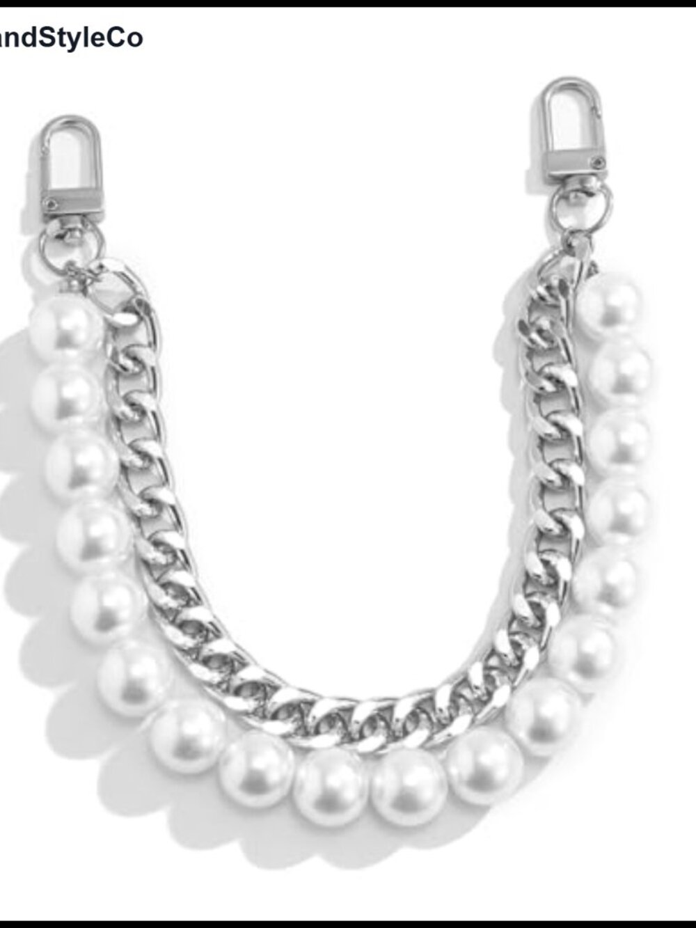 Pearl Chain Bag Charm Keychain with Lobster Clasp